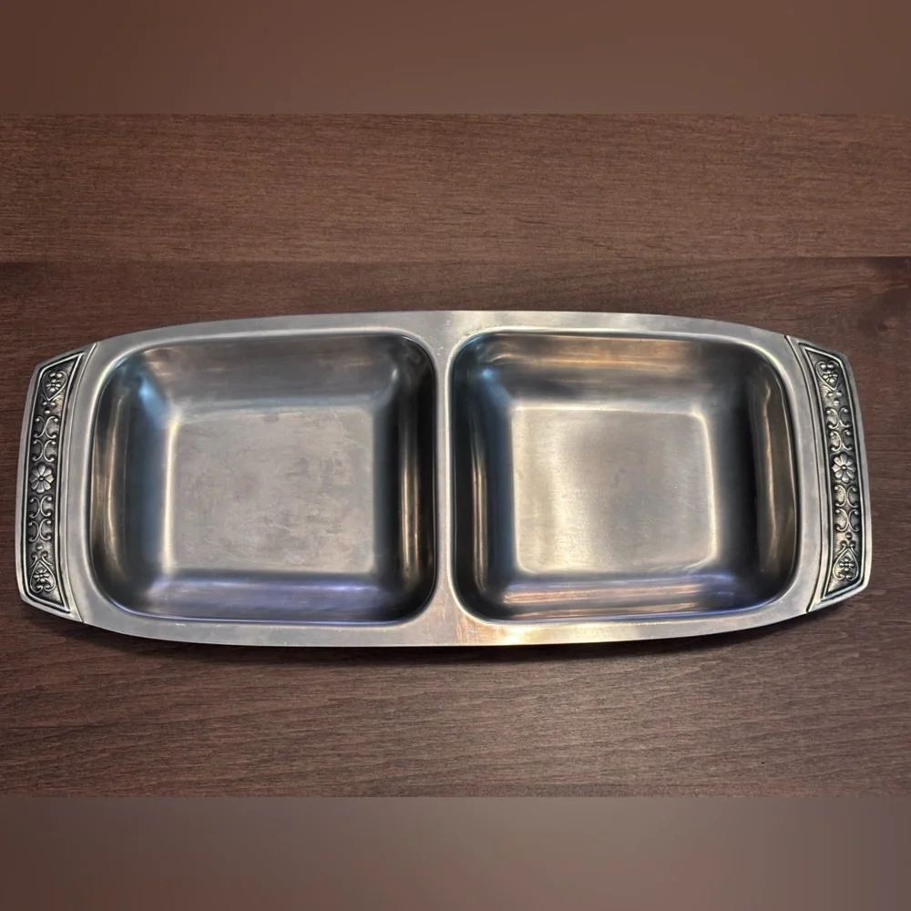 Cordova, 1969, Solid 18-8 Stainless Steel Double Serving Tray MCM